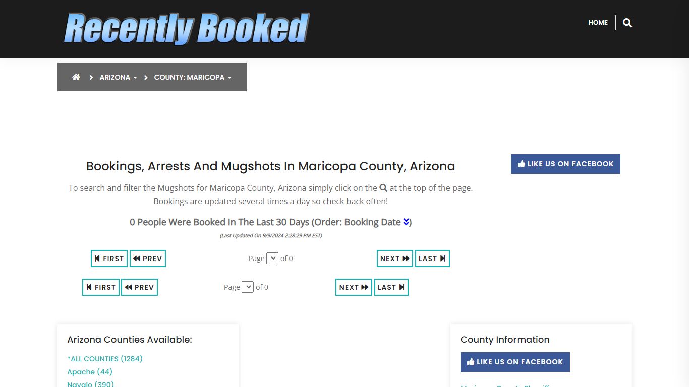 Bookings, Arrests and Mugshots in Maricopa County, Arizona