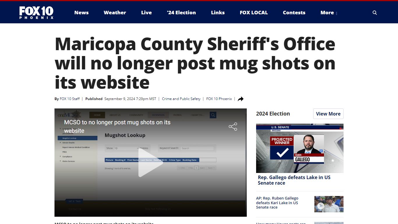 Maricopa County Sheriff's Office will no longer post mug shots on its ...