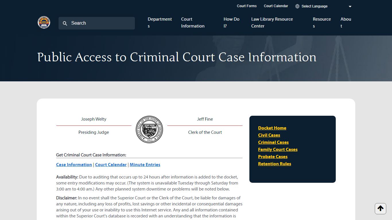 Public Access to Criminal Court Case Information