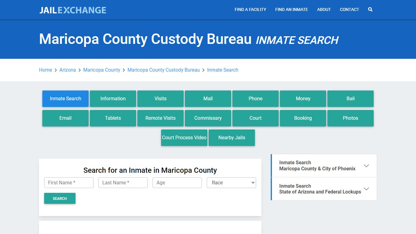 Maricopa County Custody Bureau Inmate Search - Jail Exchange